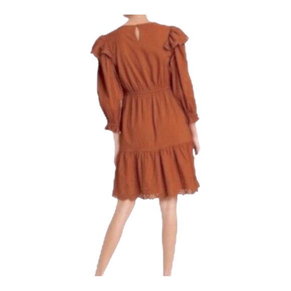 Universal Thread Dress MIDI Size Medium Solid Brown Ruffled - Picture 2 of 3